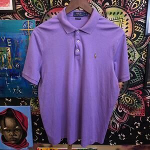 Rare Y2K Style Polo Ralph Lauren Lavender Thin Polo Shirt Size Large